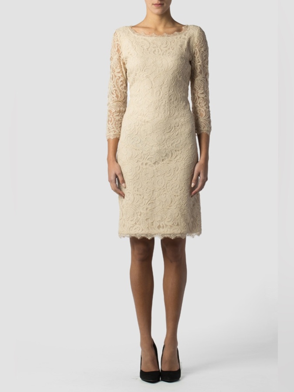 NWT Joseph Ribkoff Champagne Lace Sheath Cocktail Dress Size 10